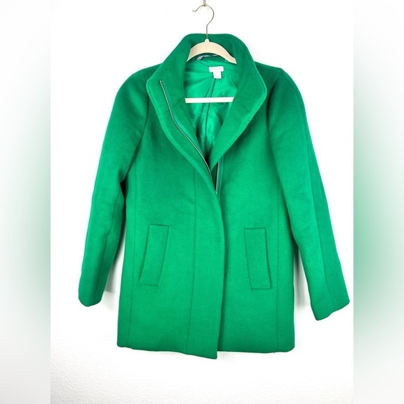J.Crew City Coat Green Wool Blend Womens Sz 00 - Picture 2 of 11